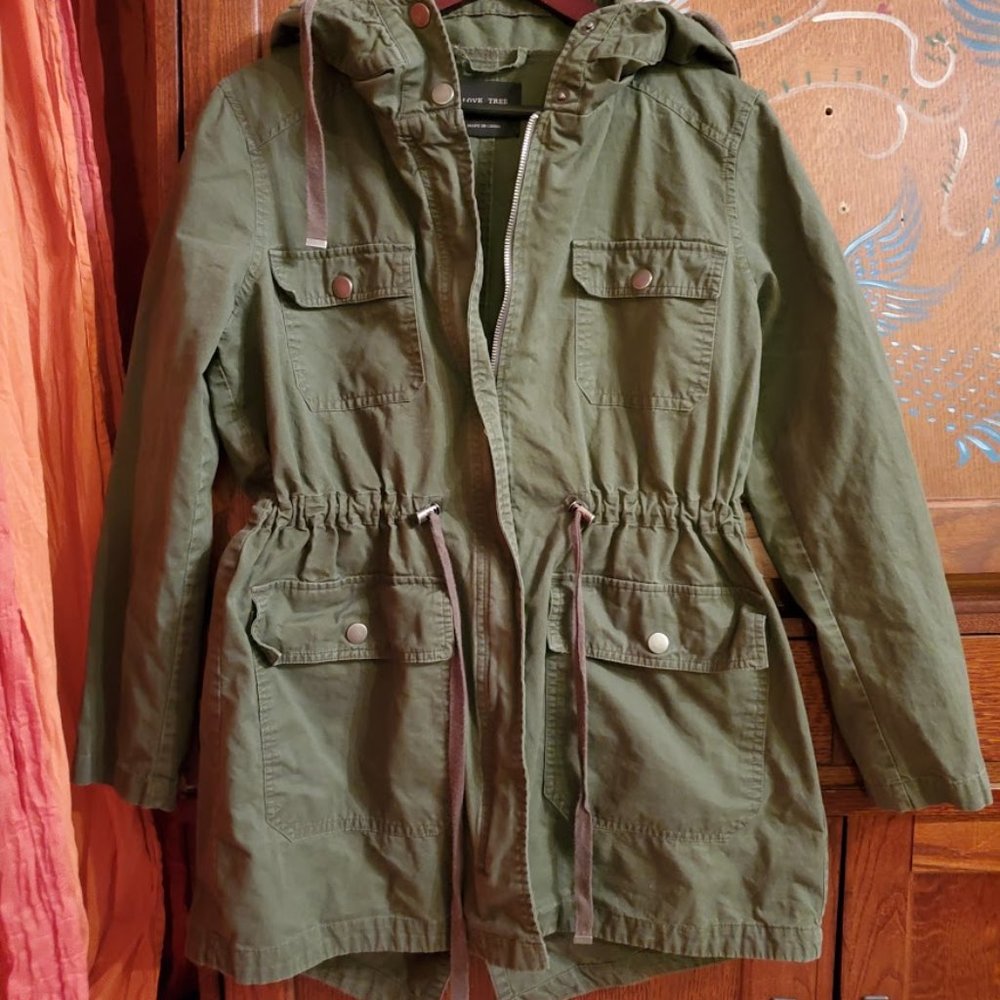 Love Tree Army Green Military Style Utility Jacke